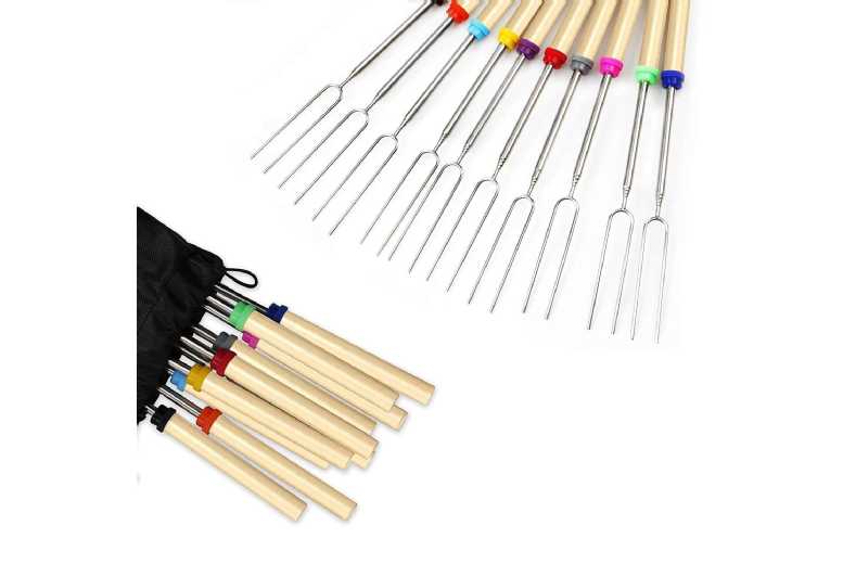 8-Pack Telescoping BBQ Marshmallow Sticks – Stainless Steel, Extendable Skewers for Outdoor Fire Pits & Camping | Wowcher