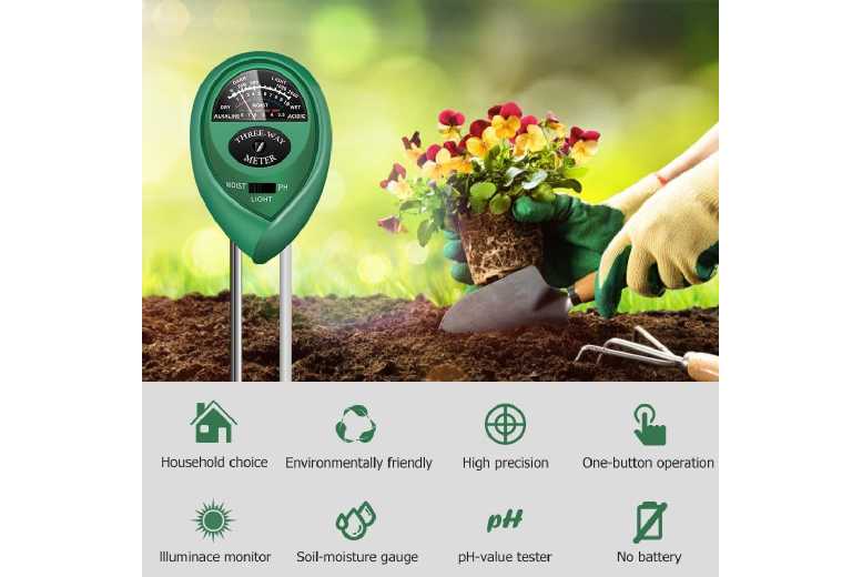 3-in-1 Soil Moisture, pH & Sunlight Meter – Battery-Free Garden Tester, Lightweight Plastic, Double-Needle Accuracy | Wowcher