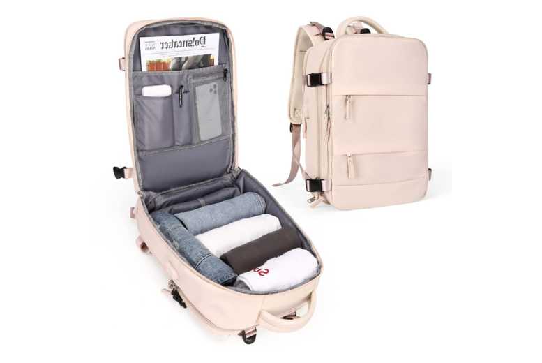 Women’s Water-Resistant Travel Backpack with USB Port & Anti-Theft Pocket – 25L Lightweight Cabin Bag | Wowcher