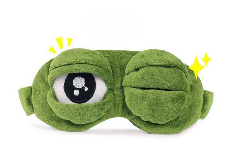 Unisex Black Sad Frog 3D Plush Cotton Sleep Eye Mask – Soft Cartoon Travel Accessory | Wowcher