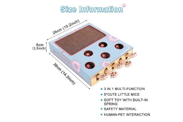 Hit Gophers Cat Hunt Toy With Scratcher | Wowcher