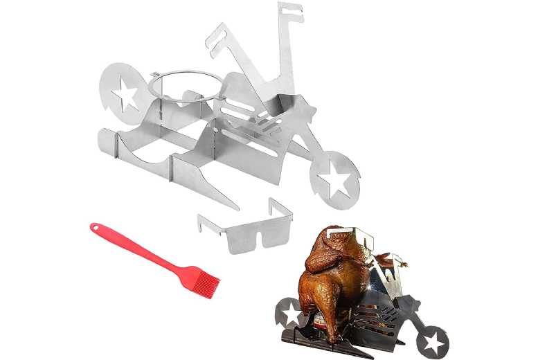 Portable Stainless Steel Chicken Roasting Stand for BBQ & Grilling | Wowcher