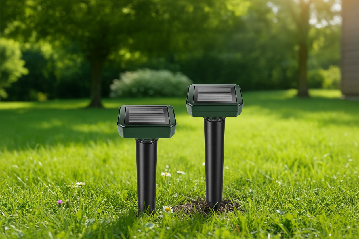 2 Pack Solar Mole & Vole Pest Repellent Stakes – Waterproof Sonic Spikes for Gardens & Lawns | Wowcher