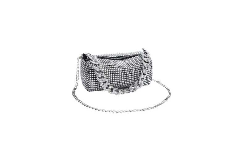Silver: Women Allover Rhinestone Mini Crossbody Bag | Wowcher