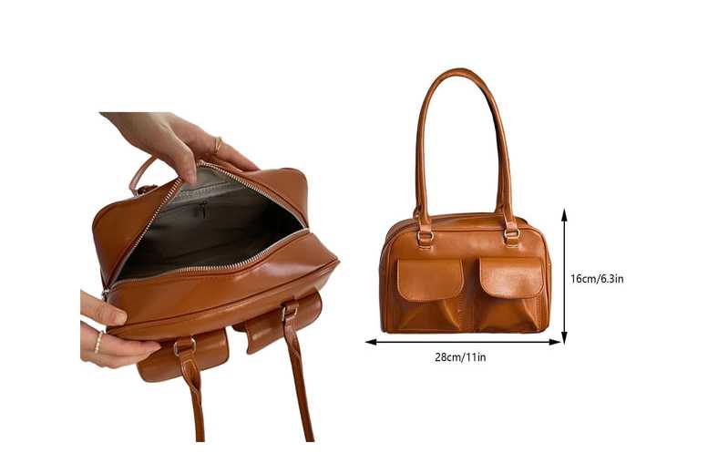 Red Women Pu Leather Underarm Bag Business Shoulder Bag | Wowcher