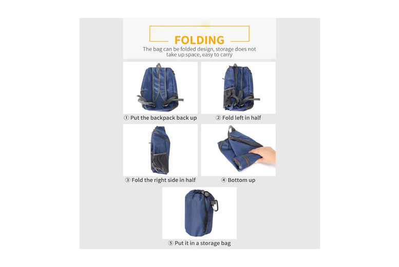 20L Water-Resistant Outdoor Travel Backpack – Lightweight Foldable Hiking Rucksack with Bottle Holder | Wowcher