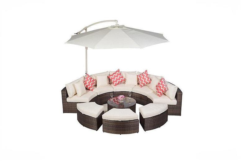 Monaco Luxury Large Modular Rattan Garden Sofa Set – Weather-Resistant, 8-Seater Semi Circle with Parasol & Coffee Table Monaco Luxury Large Modular Rattan Garden Sofa Set – Weather-Resistant, 8-Seater Semi Circle with Parasol & Coffee Table