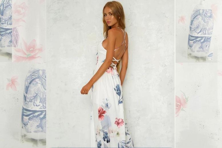 Women’s Pink Lightweight Flowy Midi Beach Dress – High Waist, Relaxed Fit, Summer Print, Sizes 8-18 | Wowcher