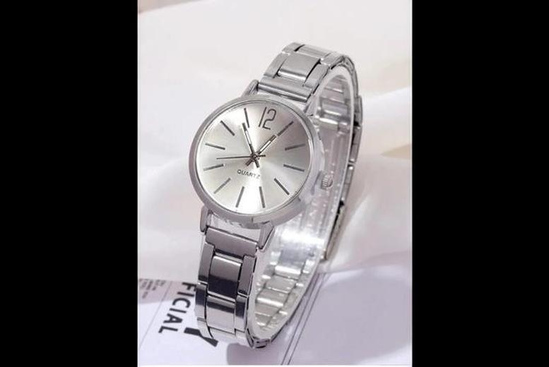 Chic Women's Gold Watch with LOVE Bracelet - Timeless Gift Set | Wowcher