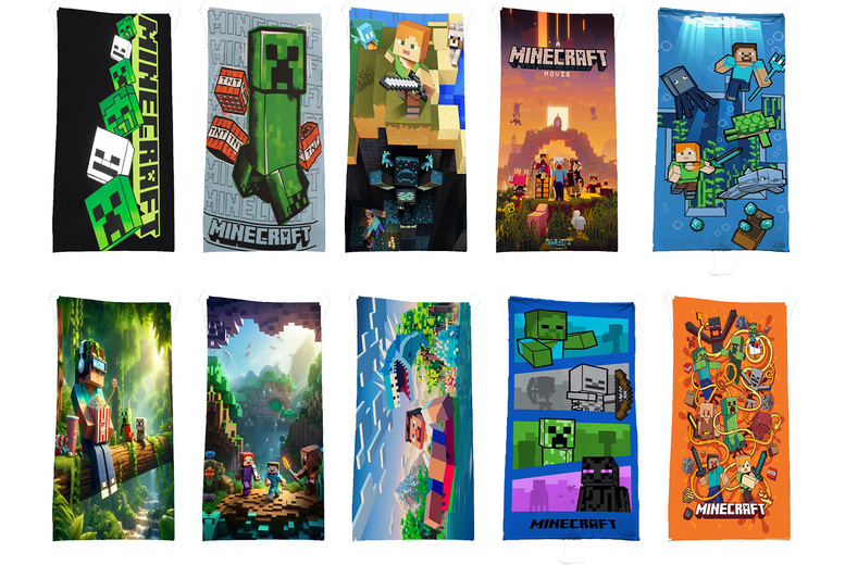 Soft Microfibre Kids' Bath & Beach Towel - Quick-Dry, Minecraft Design | Wowcher