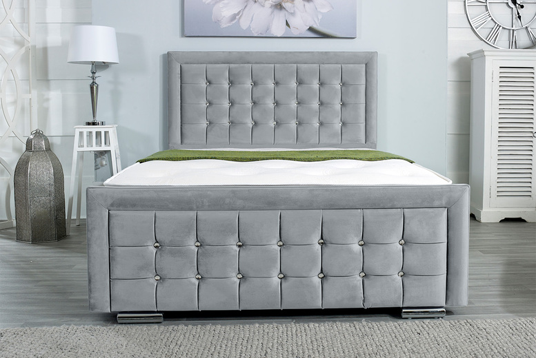 Blair Upholstered All-In-One Bed with Memory Mattress – Custom Colours & Sizes | Wowcher Blair Upholstered All-In-One Bed with Memory Mattress – Custom Colours & Sizes | Wowcher