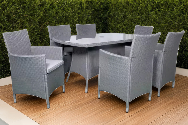 Royalcraft Nevada 6-Seater Weather-Resistant Grey Rattan Dining Set | Wowcher Royalcraft Nevada 6-Seater Weather-Resistant Grey Rattan Dining Set | Wowcher