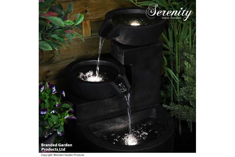 Three Bowl Cascading Water Feature – Weather-Resistant Garden Ornament & Outdoor Décor | Wowcher