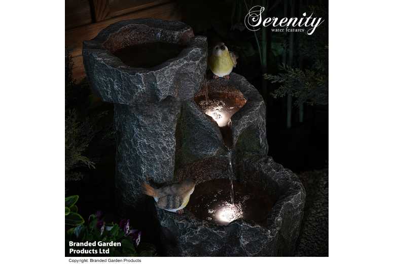 Cascading Bird Rock Water Feature – Outdoor Decor | Wowcher