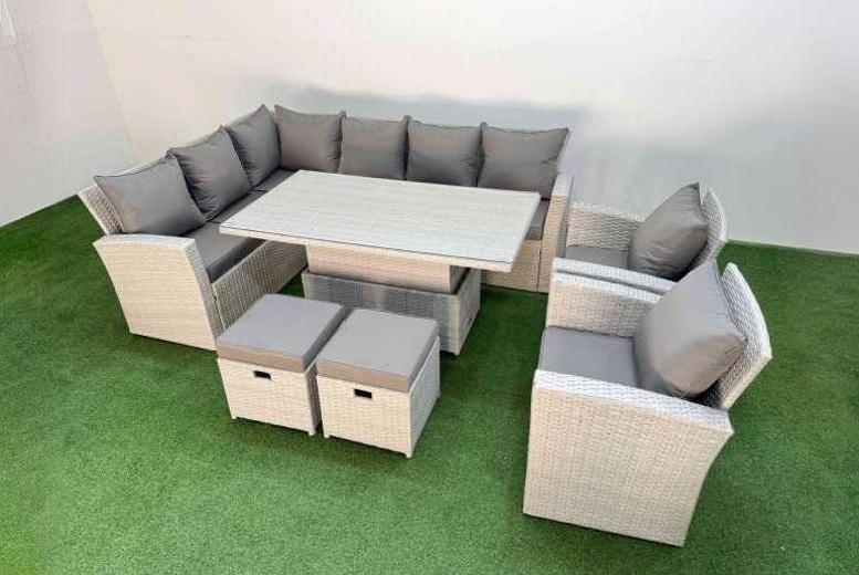 10-Seat Weather-Resistant PE Rattan Corner Dining Sofa Set with Reclining Sun Lounger | Wowcher 10-Seat Weather-Resistant PE Rattan Corner Dining Sofa Set with Reclining Sun Lounger | Wowcher