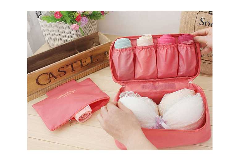 Portable Travel Bra & Underwear Organizer – Oxford Fabric, Water-Resistant, Multi-Compartment Luggage Bag | Wowcher