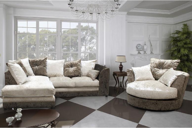 Argent Bella Modern Fabric Corner Sofa with Swivel Chair – 4-Seater Lounge Suite | Wowcher