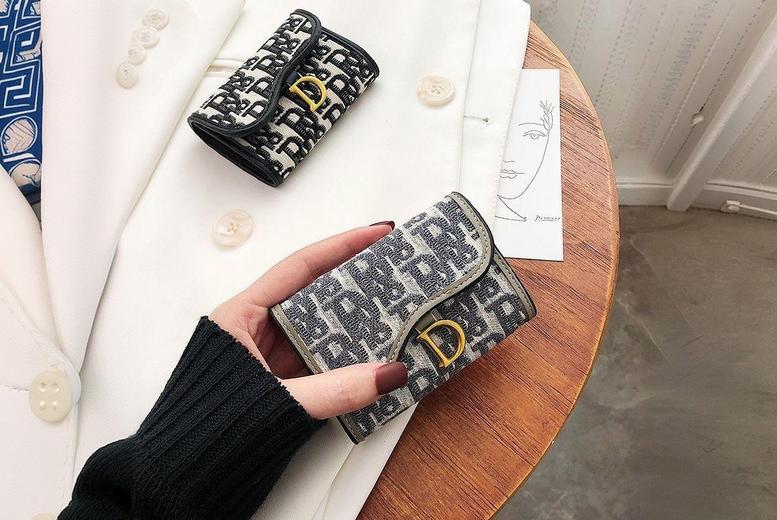 Grey Plaid Canvas & PU Leather Card Holder Purse – Compact 20-Slot Women’s Wallet Organizer | Wowcher