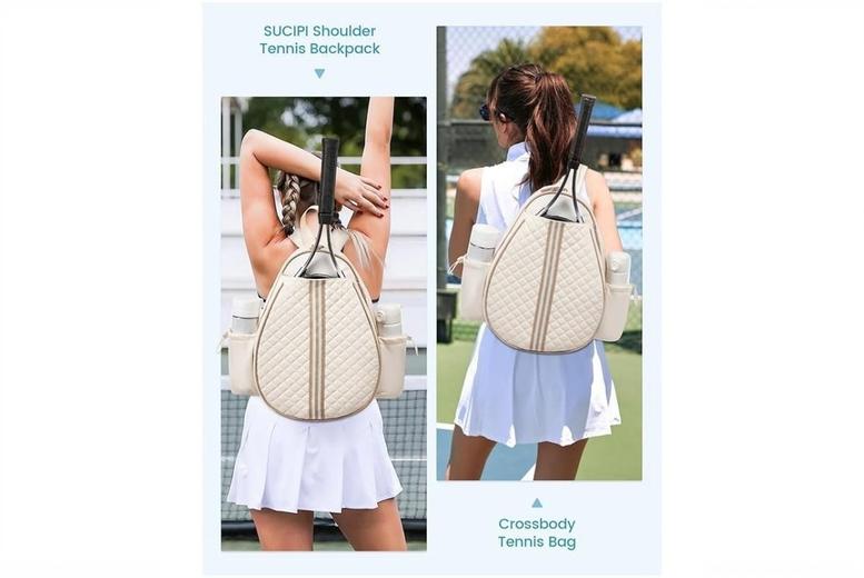 Multifunctional Quilted Waterproof Tennis Racket Bag With Wet Pocket | Wowcher
