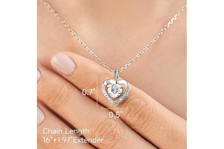 1 Ct Moissanite Round Heart Necklace – 925 Silver, Gift for Her