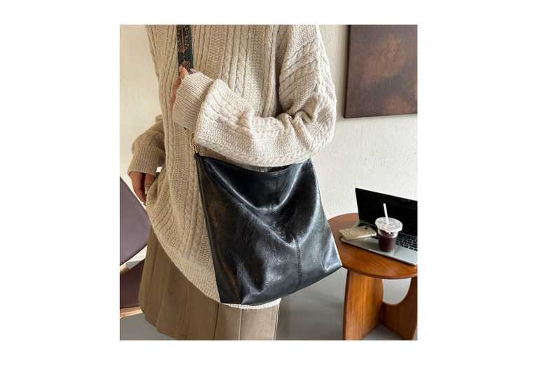 Unisex Khaki PU Leather Crossbody Shoulder Sling Bag – High-Capacity, Adjustable Strap, Minimalist Design | Wowcher