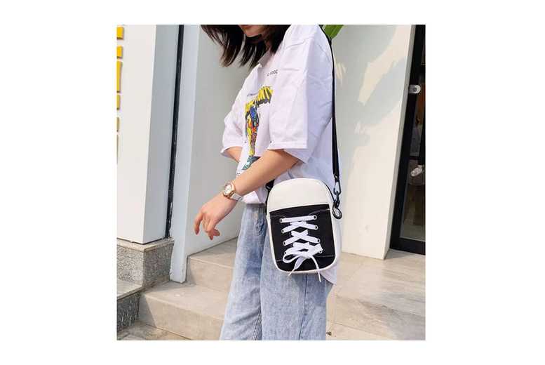 Unisex Black Canvas Patchwork Shoulder & Crossbody Bag – Lightweight, Adjustable Strap, Everyday Tote | Wowcher