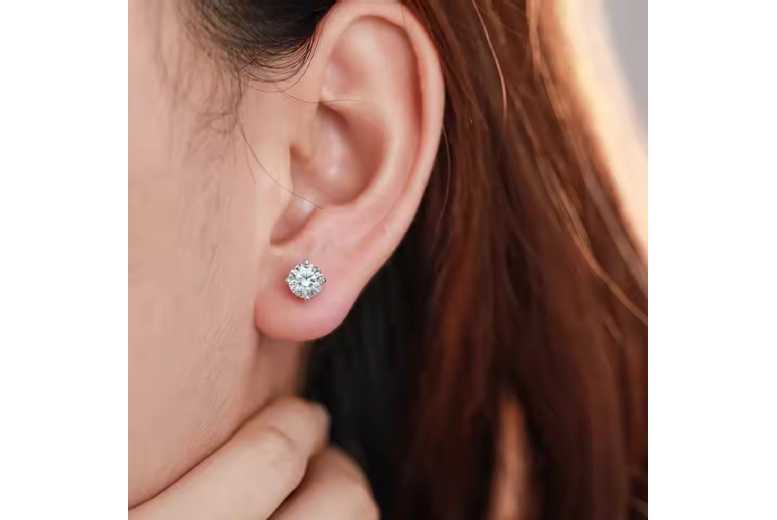 3.00 Ct Lab-Grown Moissanite Diamond Stud Earrings – 14K Gold Plated Sterling Silver Luxury Jewellery | Wowcher
