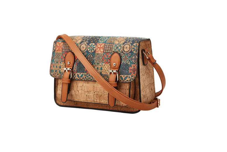 Unisex Black Large-Capacity Retro Messenger Bag with Unique Embossed Prints | Wowcher