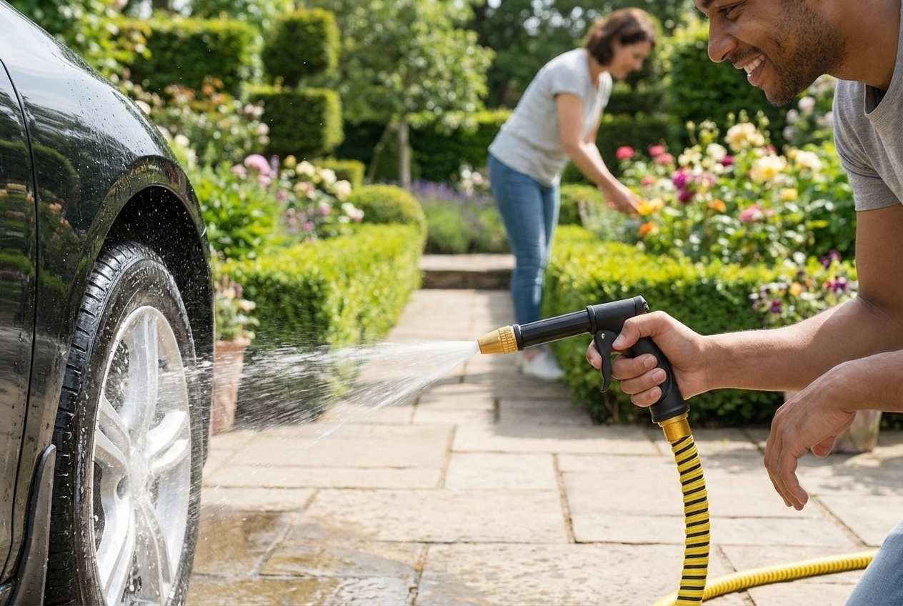 High Pressure Garden Hose Sprinkler - Adjustable Nozzle, Ergonomic Grip, Anti-Rust Alloy (1, 2 or 3 Pack) | Wowcher