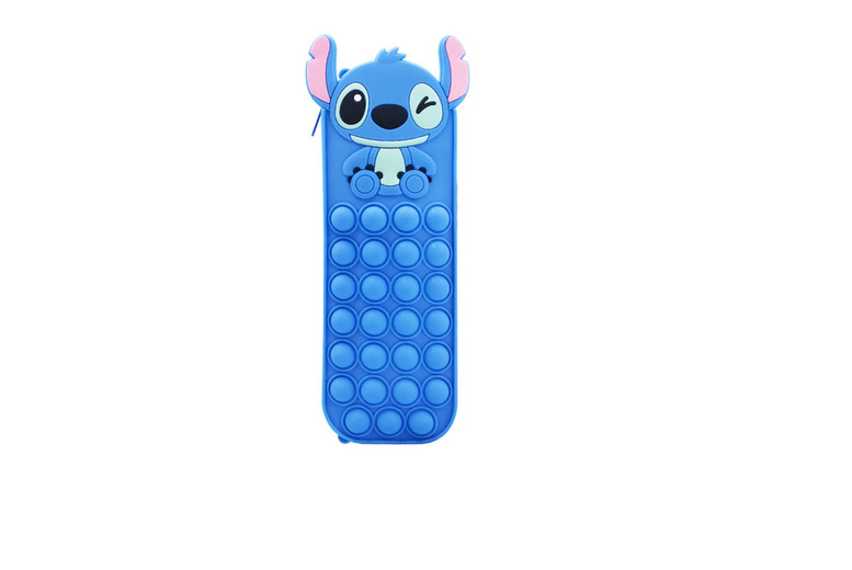Stitch- Silicone Bubble Pencil Case – Durable, Waterproof, Multi-Purpose (Blue or Pink) | Wowcher