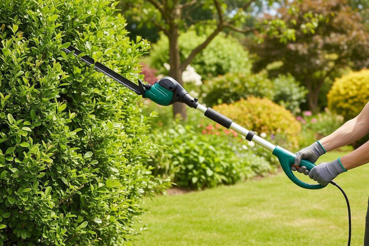 450W Electric Telescopic Hedge Trimmer with Adjustable Multi-Angle Head | Wowcher