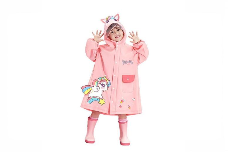 Unisex Blue Adorable Cartoon Foldable Raincoat for Kids – 4 Sizes, 4 Designs | Wowcher