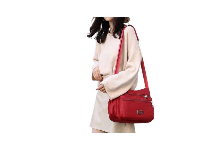 Red Women Shoulder Handbag Roomy Multiple Pockets Bag | Wowcher