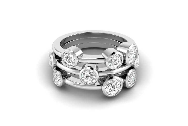 Moissanite Diamond Bubble Engagement Ring – 1.00ct Round Cut in 925 Sterling Silver or Gold, Modern Solitaire Statement | Wowcher