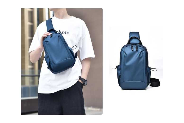 Blue Casual Travel Large Capacity Men’s Backpack Chest Bag | Wowcher
