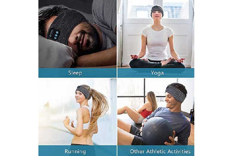 Bluetooth 5.0 Multi-Function Headband – Soft Polyester, Sleep & Lounge Essential | Wowcher