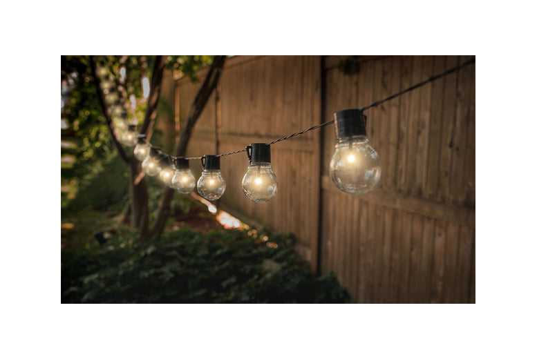 5M Solar LED String Lights – 20 Bulbs, IP44 Waterproof Retro Outdoor Lighting | Wowcher
