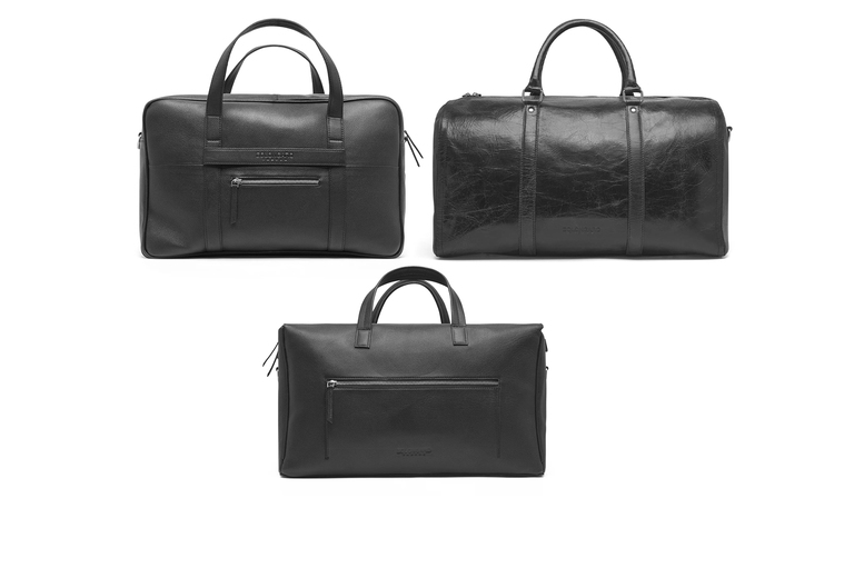 Black Genuine Leather Men’s Weekend Tote Bag – 3 Styles, Multiple Compartments, Adjustable Strap | Wowcher