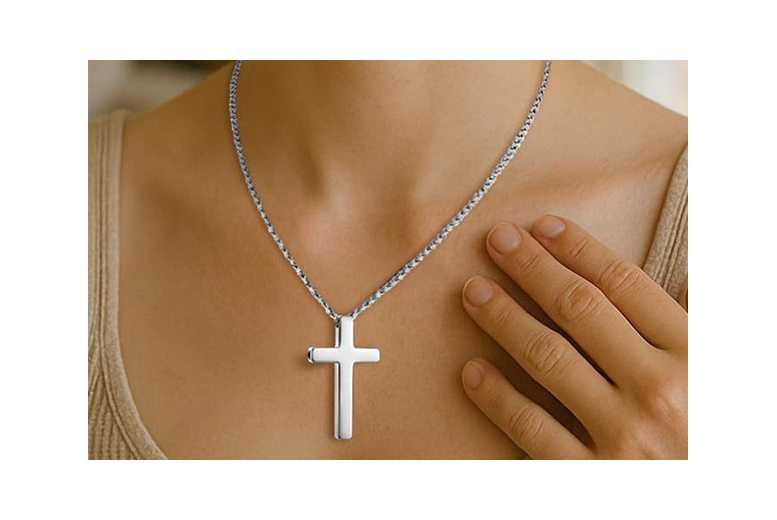 Stainless Steel Cross Breathing Pendant Necklace - Minimalist Stress Relief Jewellery, Silver/Gold/Black | Wowcher