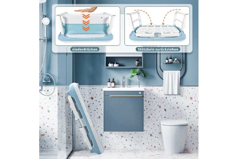 Freestanding White Polyethylene Adult Soaking Bath – Portable, Foldable | Wowcher