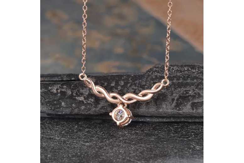 Lab Grown Moissanite Gold Infinity Pendant Necklace – Sterling Silver Chain, 1ct Round Gemstone, Hypoallergenic | Wowcher Lab Grown Moissanite Gold Infinity Pendant Necklace – Sterling Silver Chain, 1ct Round Gemstone, Hypoallergenic | Wowcher