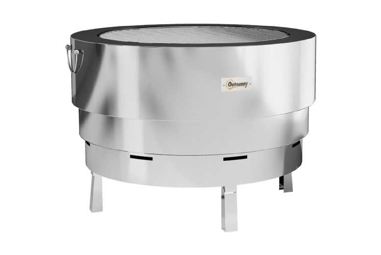 Stainless Steel Portable Fire Pit & Grill with Poker – Multi-Fuel Outdoor Heater | Wowcher Stainless Steel Portable Fire Pit & Grill with Poker – Multi-Fuel Outdoor Heater | Wowcher