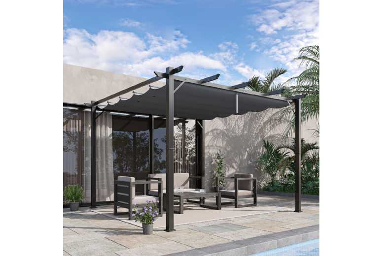 3x3m Aluminium Modern Garden Gazebo – Retractable UV-Resistant Roof | Wowcher 3x3m Aluminium Modern Garden Gazebo – Retractable UV-Resistant Roof | Wowcher