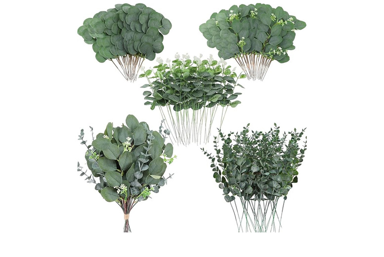 Artificial Mixed Eucalyptus Leaves Faux Greenery Stems - Realistic Pe Home Decor, Flexible, Low Maintenance, Multiple Sizes | Wowcher image