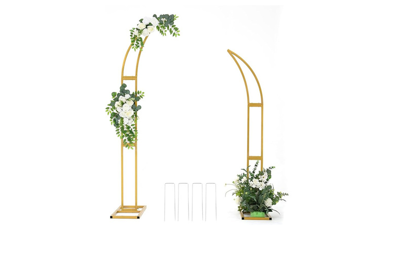2PCS Gold Metal Half-Moon Wall Art Backdrop Stand – Modern Steel Decorative Arches for Home & Events | Wowcher