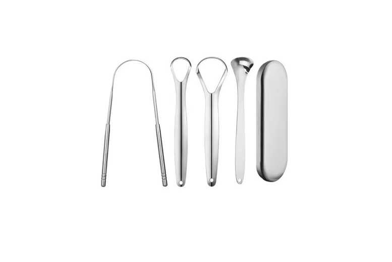Stainless Steel Tongue Scraper Set – 4 Pack, Deep Cleaning Oral Care for Fresh Breath & Family Use | Wowcher