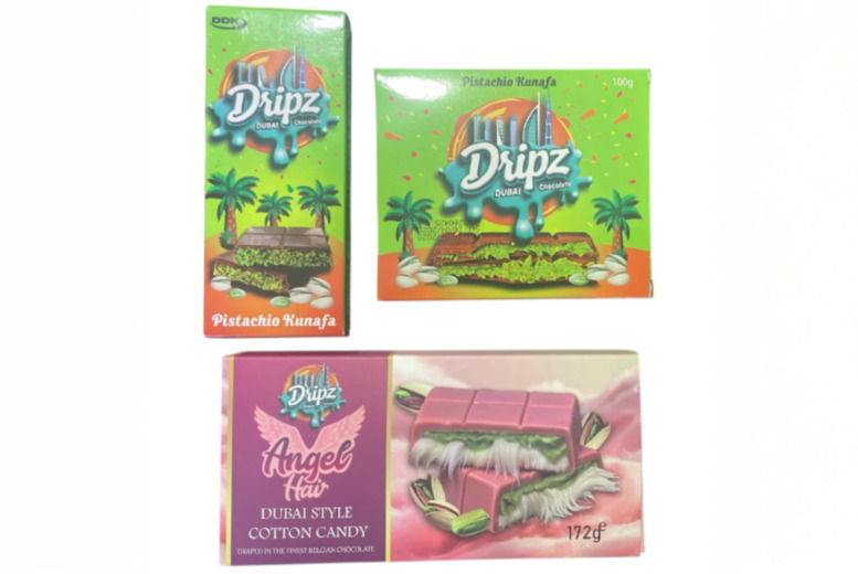 Luxury Mixed Chocolate & Pistachio Kunafa Bar Gift Box (Pack of 3, Viral, Gift-Ready) by Dripz | Wowcher