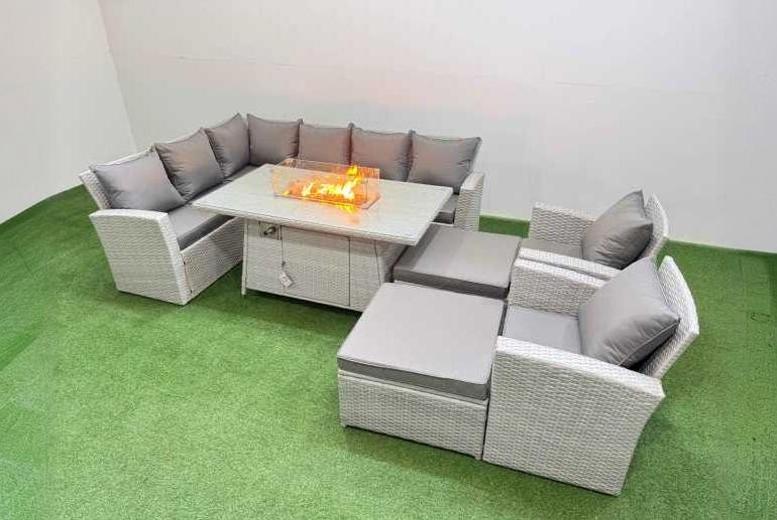 10-Seat Rattan Corner Dining Set with Tempered Glass Fire Pit Table & Stools – Modern Weather-Resistant Outdoor Sofa Suite | Wowcher 10-Seat Rattan Corner Dining Set with Tempered Glass Fire Pit Table & Stools – Modern Weather-Resistant Outdoor Sofa Suite | Wowcher