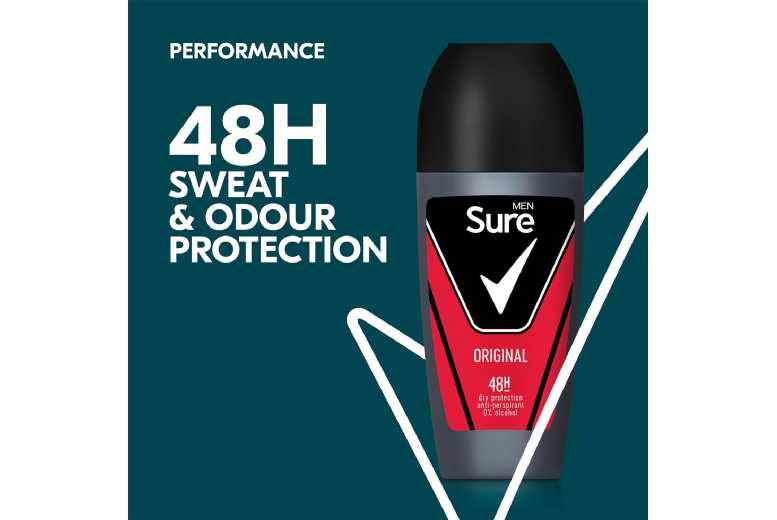 Sure Men 48H MotionSense Roll-On Deodorant 50ml – Long-Lasting Freshness for Active Lifestyles, Alcohol-Free, Antiperspirant | Wowcher