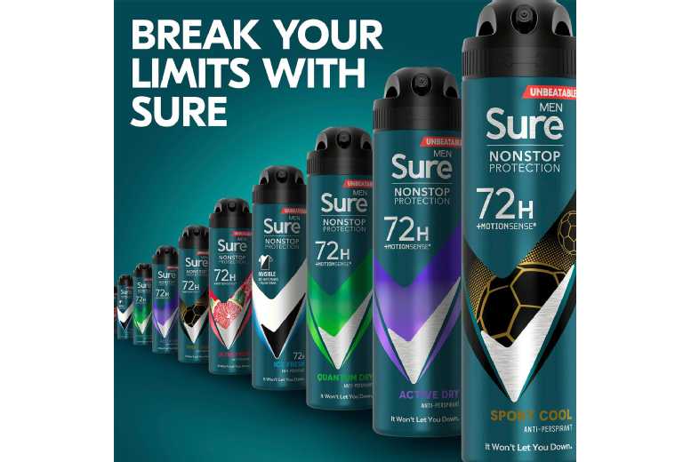 Sure Men Sport Cool 72H Anti-Perspirant Deodorant Spray 150ml – Long-Lasting Freshness for Active Lifestyles | Wowcher